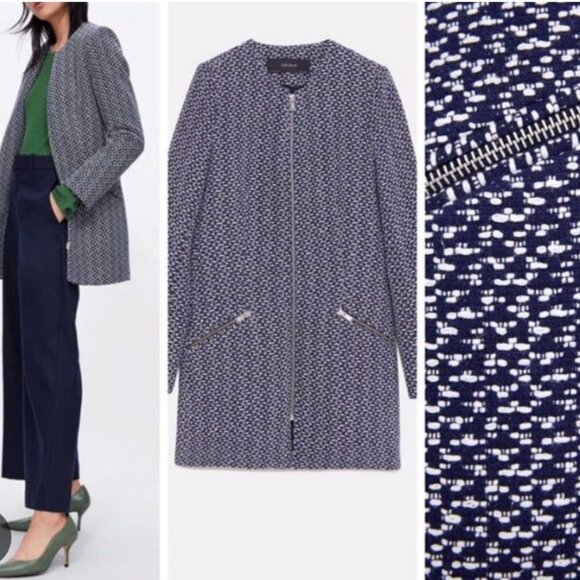 Tweed Long Blazer Coat - Picture 1 of 6